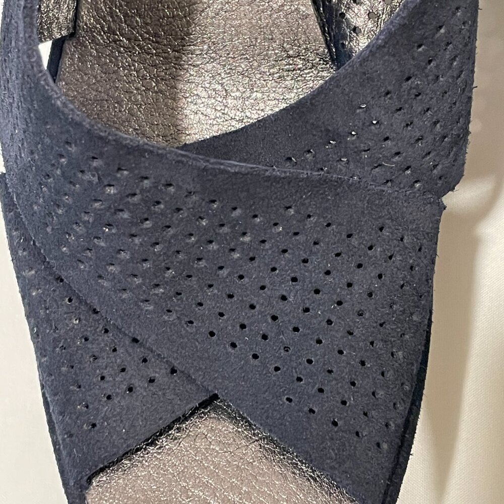 NEW, PEDRO GARCIA "Frigg" Suede Crossover Sling Back Wedge, Spain, Navy - 39/9 - Picture 9 of 13